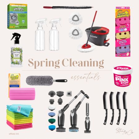 Spring cleaning essentials include dishwasher cleaner, trash can spray, spray bottles, a dryer lint cleaner, mop and bucket set, scrub mommy sponges, The Pink Stuff cleaner, damp foster, microfiber cleaner, cleaning towels, electric scrub brushes, and crevice cleaners. 

Amazon home, cleaning supplies, spring cleaning must haves 

#LTKSeasonal #LTKhome #LTKfindsunder50