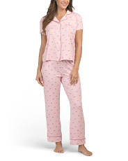 Bow Print Short Sleeve Top And Pants Pajama Set | Marshalls