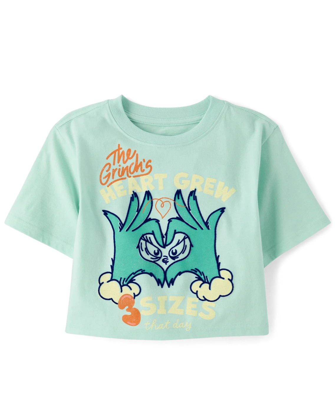 Girls Dr. Seuss The Grinch™ Heart Christmas Oversized Cropped Graphic Tee - aqua | The Children's Place