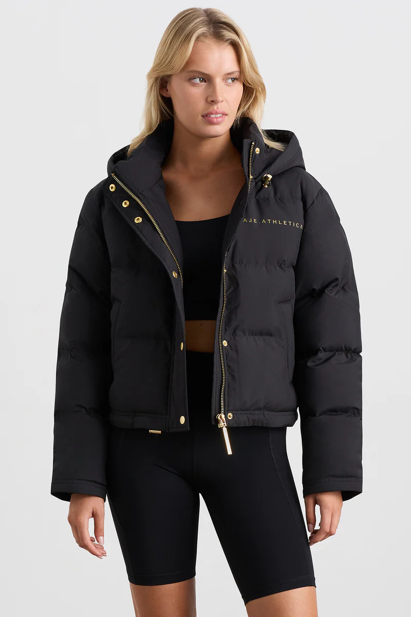 Cropped Signature Logo Hooded Puffer 711 | Aje Athletica (Australia)