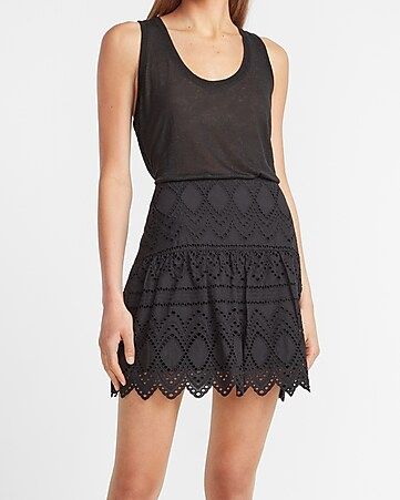 High Waisted Eyelet Lace Mini Skirt | Express