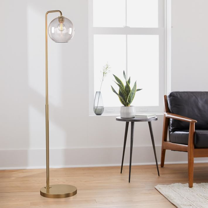Sculptural Glass Globe Floor Lamp - Clear | West Elm (US)