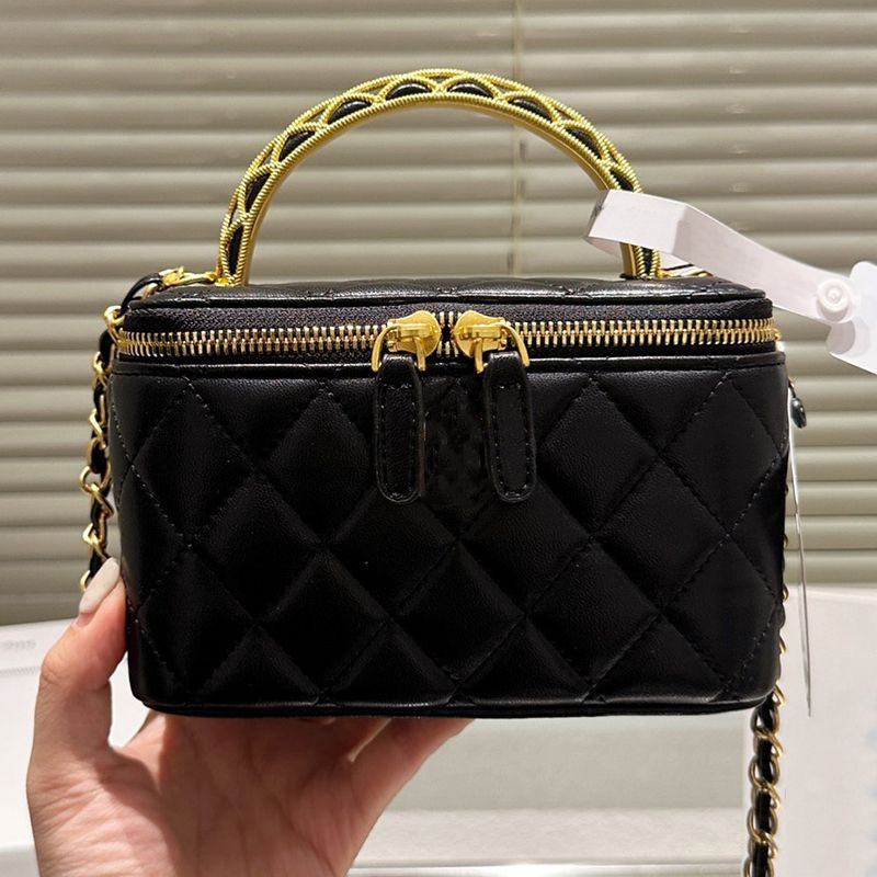 Designer Women Quilted Vanity With Chain Bag Luxury Brand Lambskin Leather Handle Trunk Shoulder ... | DHGate