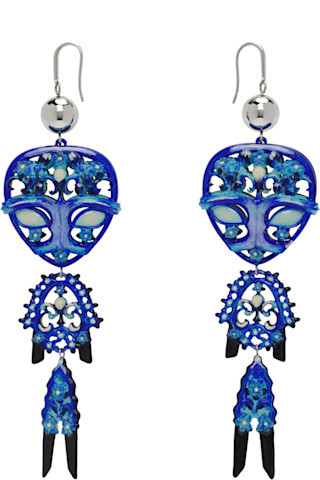 Tory Burch - Silver & Blue Alien Earrings | SSENSE
