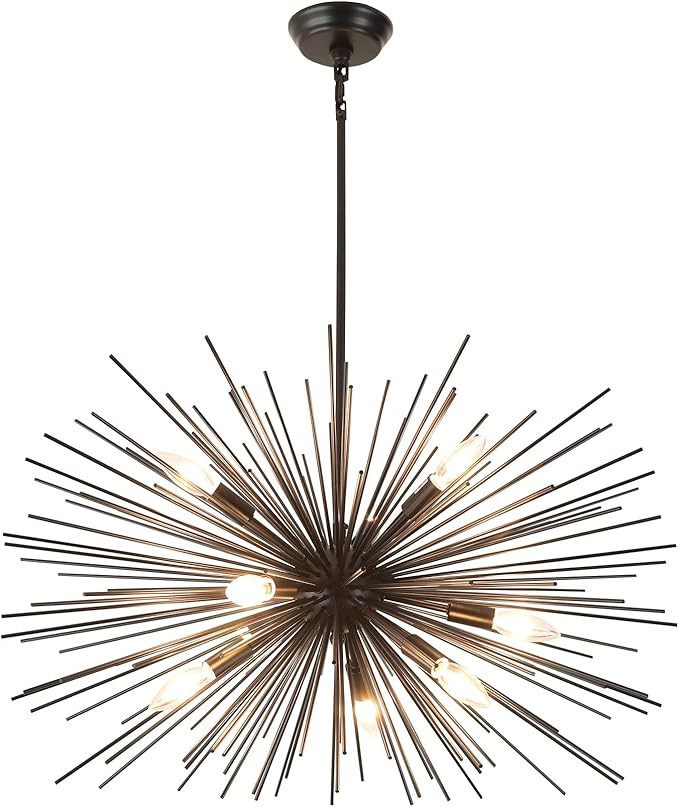 29in 9-Light Black Sputnik Chandelier Large Starburst Chandelier | with Adjust Rod Rustic Solid M... | Amazon (US)