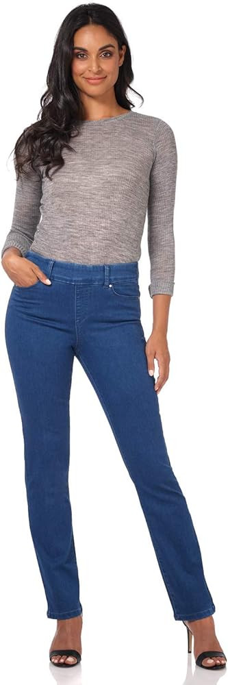Rekucci Women's Secret Figure Premium Denim Straight Leg Pull-On Jean | Amazon (US)