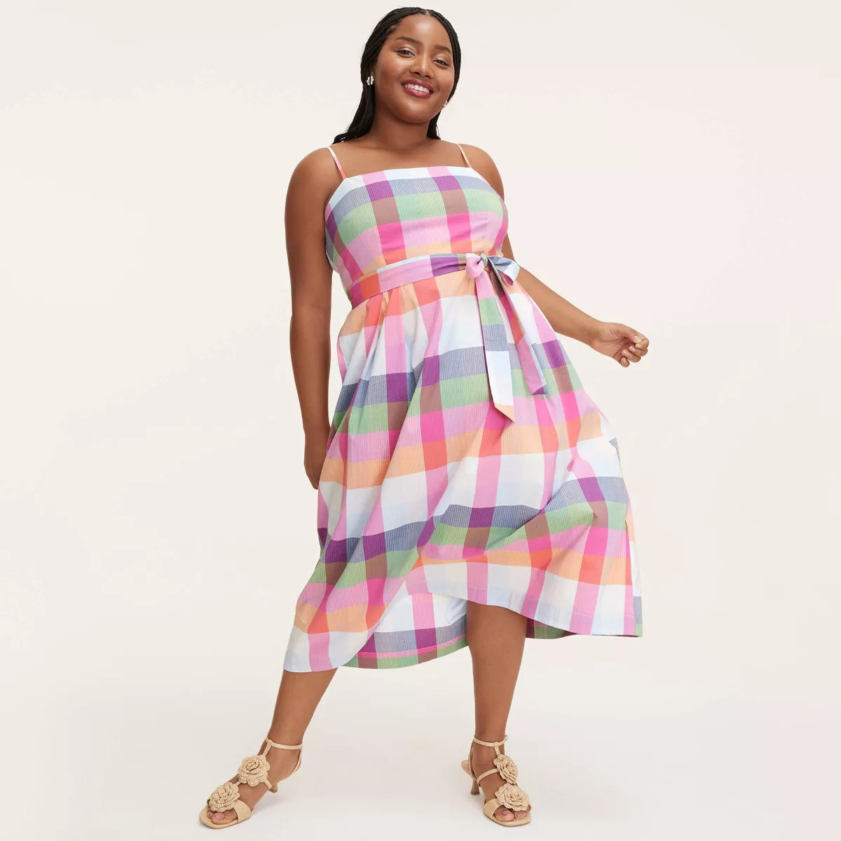 Women's Plaid Tie-Waist Midi Dress -  kate spade new york x Target Red/Pink/Green/Blue | Target