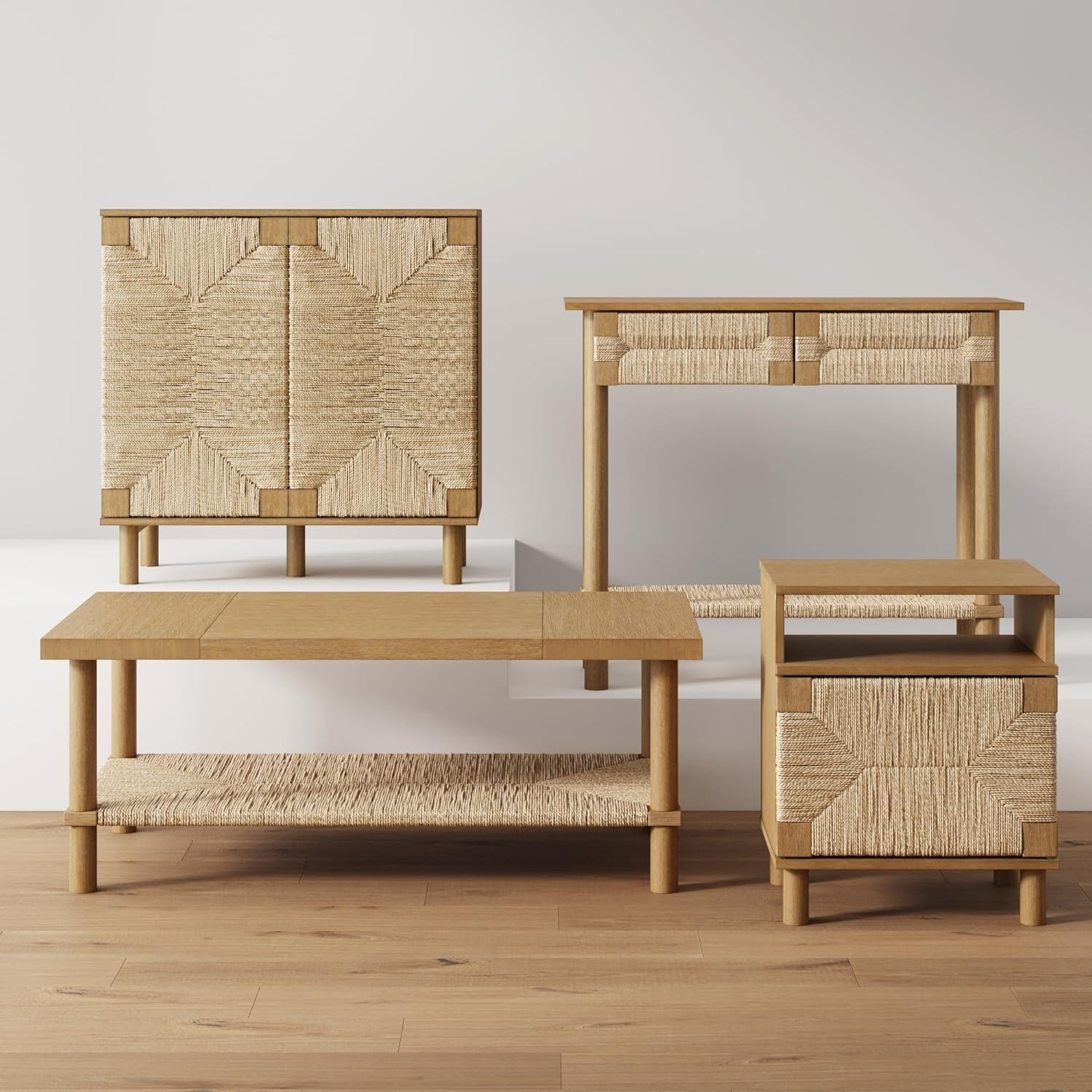 Nathan James Beacon Bohemian Coffee Table with Storage, 2-Tier Rectangle Coffee Table with Solid ... | Amazon (US)