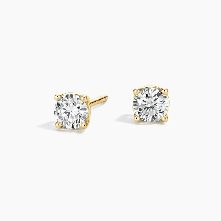 Perfect 4-Prong Lab Diamond Stud Earrings (1/2 ct. tw.) in 18K Yellow Gold | Brilliant Earth