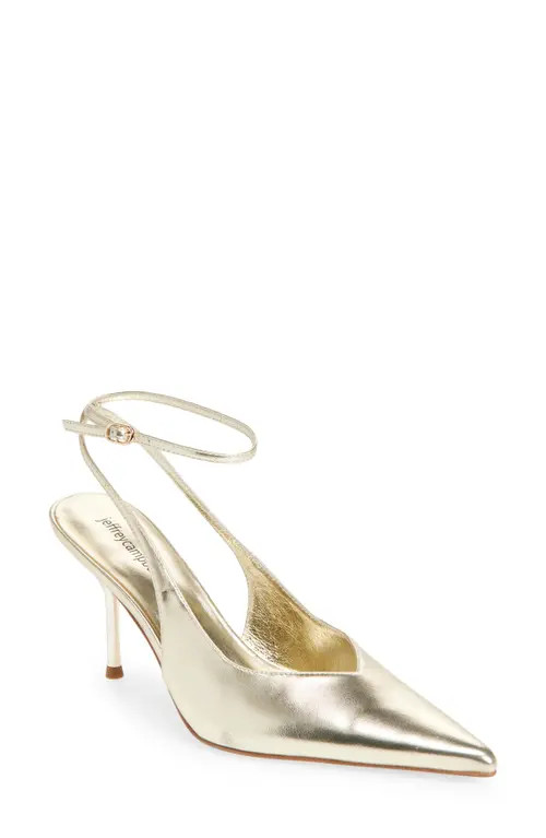 Jeffrey Campbell Executive Ankle Strap Pointed Toe Slingback Pump in Light Gold Metallic at Nordstrom, Size 11 | Nordstrom