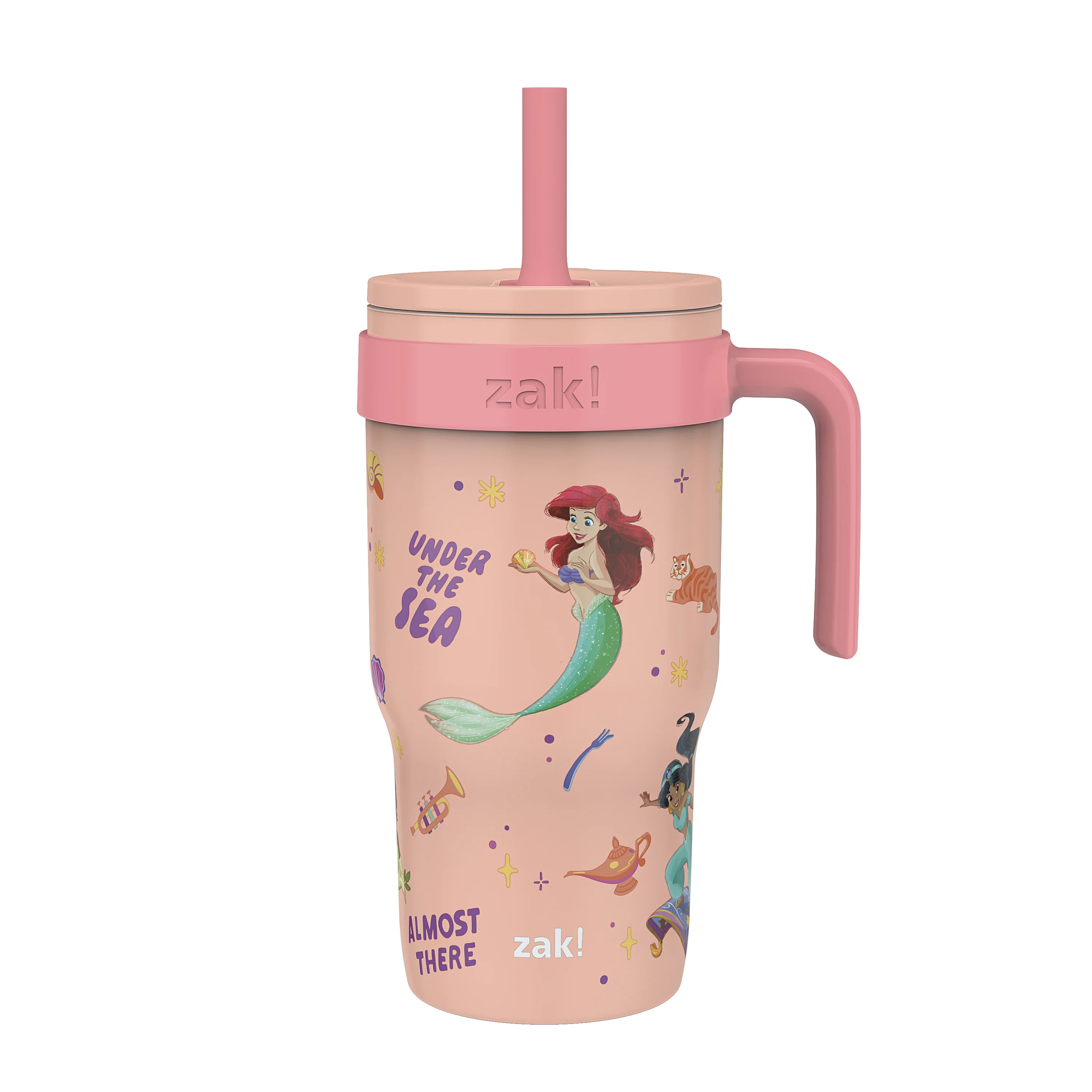 Zak Designs 18oz Princess Kids Straw Handle Tumbler, Stainless Steel Vacuum Insulated Cruiser Tum... | Walmart (US)