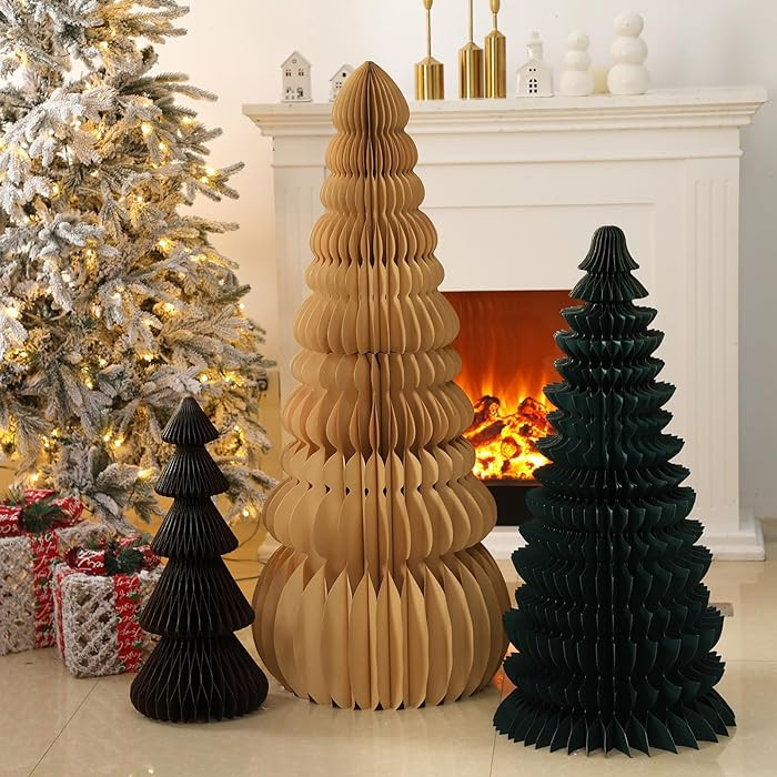 3 PCS Large Honeycomb Christmas Tree - 4ft 3ft 2ft Paper Christmas Folding 3D Home Decorations Se... | Amazon (US)
