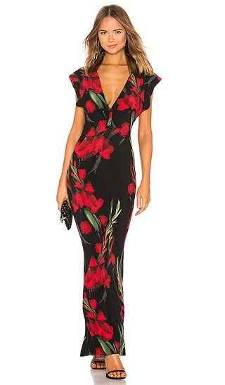 Norma Kamali V Neck Rectangle Dress in Blooming Roses | Revolve Clothing (Global)