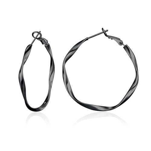 OOOPEL Large Black Hoop Earrings for Women Lightweight Hypoallergenic Big Black Hoop Earrings for Women 30MM 40MM 50MM 60MM | Amazon (US)