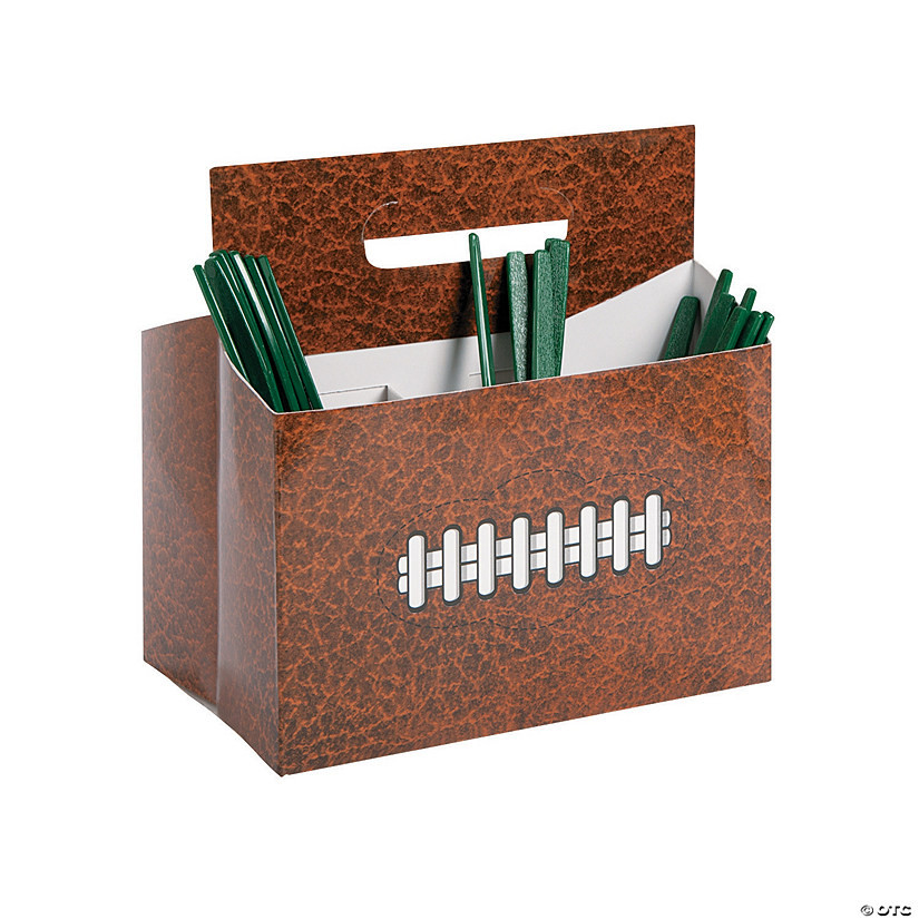 7 3/4" x 8" Football Cardstock Utensil Caddy with Four Pockets | Oriental Trading Company