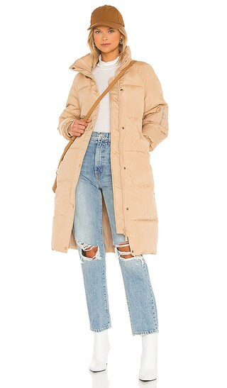 Mars Longline Puffer Jacket in Caramel | Revolve Clothing (Global)