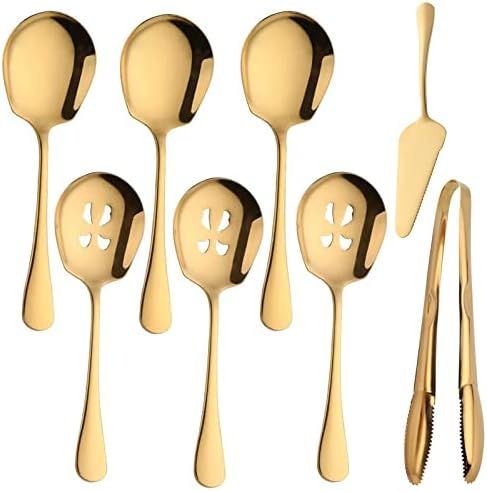 TUPMFG Serving Spoons Set - Stainless Steel Serving Utensils Includes Serving Spoons, Slotted Spoons | Amazon (US)