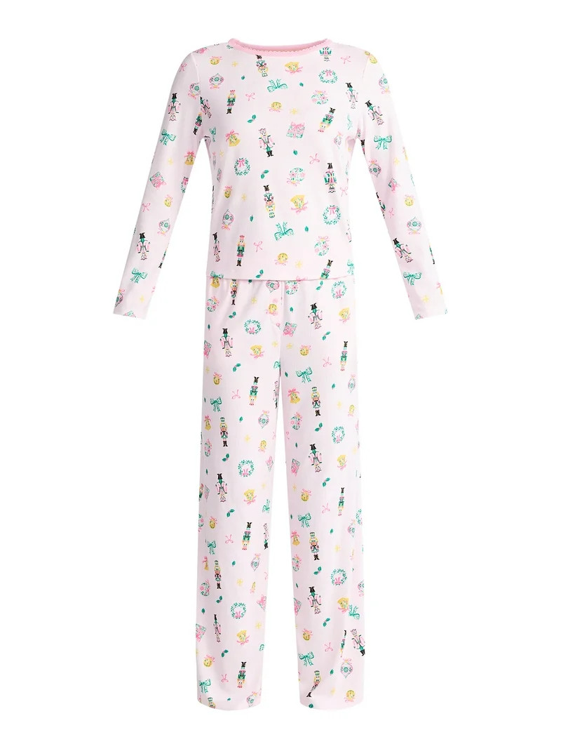 Christmas Women's and Women's Plus Long Sleeve Top and Wide Leg Pants Pajama Set from Holiday Tim... | Walmart (US)