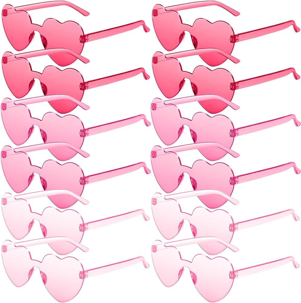RTBOFY 12 Pack Heart Sunglasses Heart Shaped Sunglasses with Candy Color for Women Thanksgiving P... | Amazon (US)