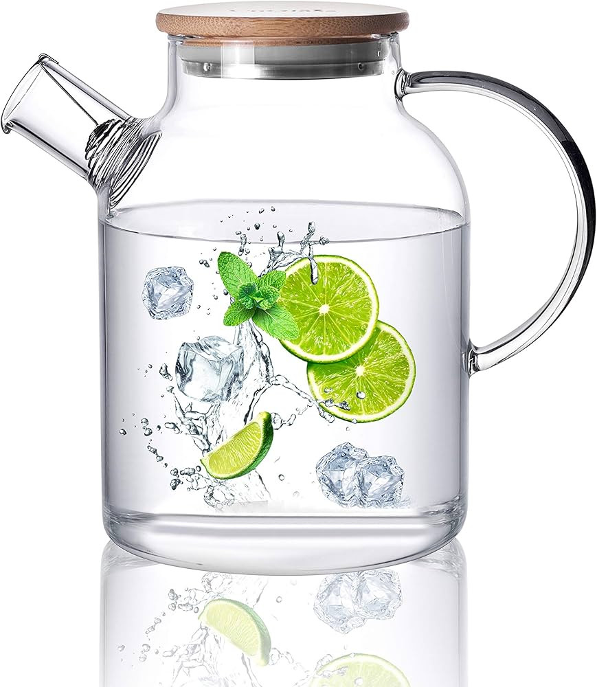 CnGlass Glass Teapot Stovetop Safe,50.7oz Clear Glass Pitcher with Removable Filter Spout for Loo... | Amazon (US)