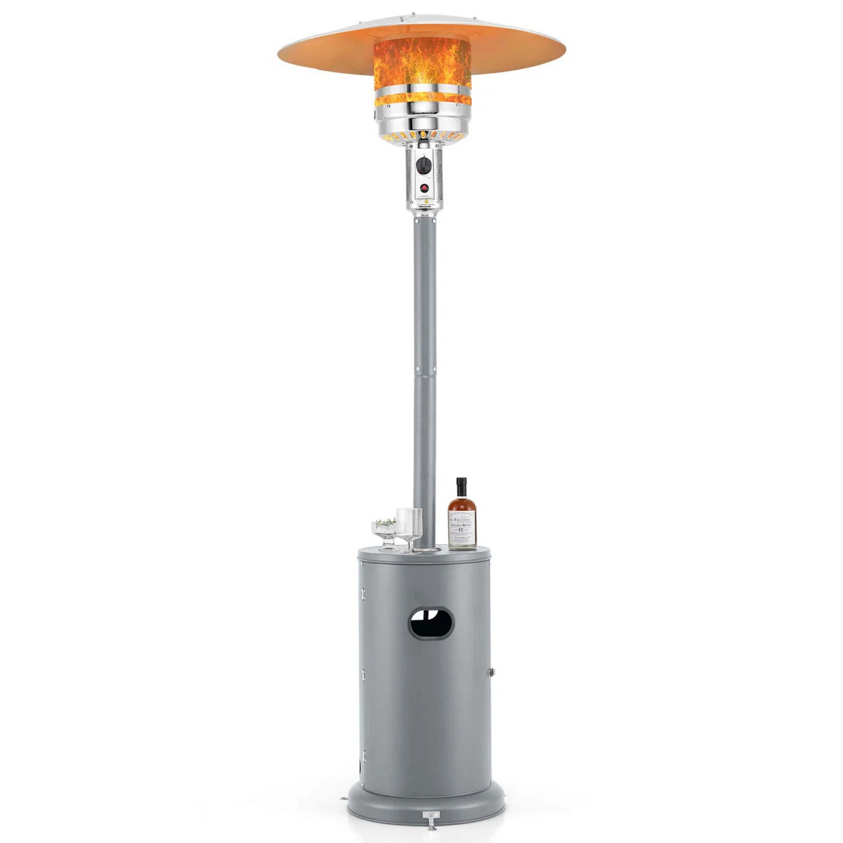 50,000 Btu Patio Heater With Wheels Round Table Design & Stainless Steel Burner | Wayfair North America