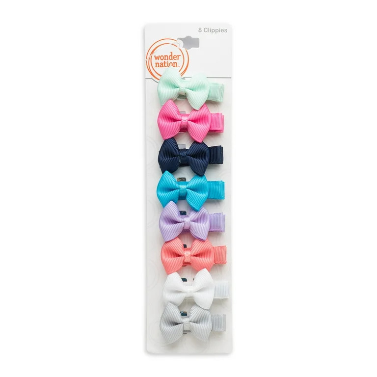 Wonder Nation Mini Hair Bow Clips, 8-Pack | Walmart (US)