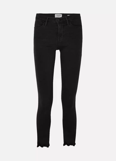 FRAME - Le High Skinny Frayed Jeans - Dark gray | NET-A-PORTER (UK & EU)