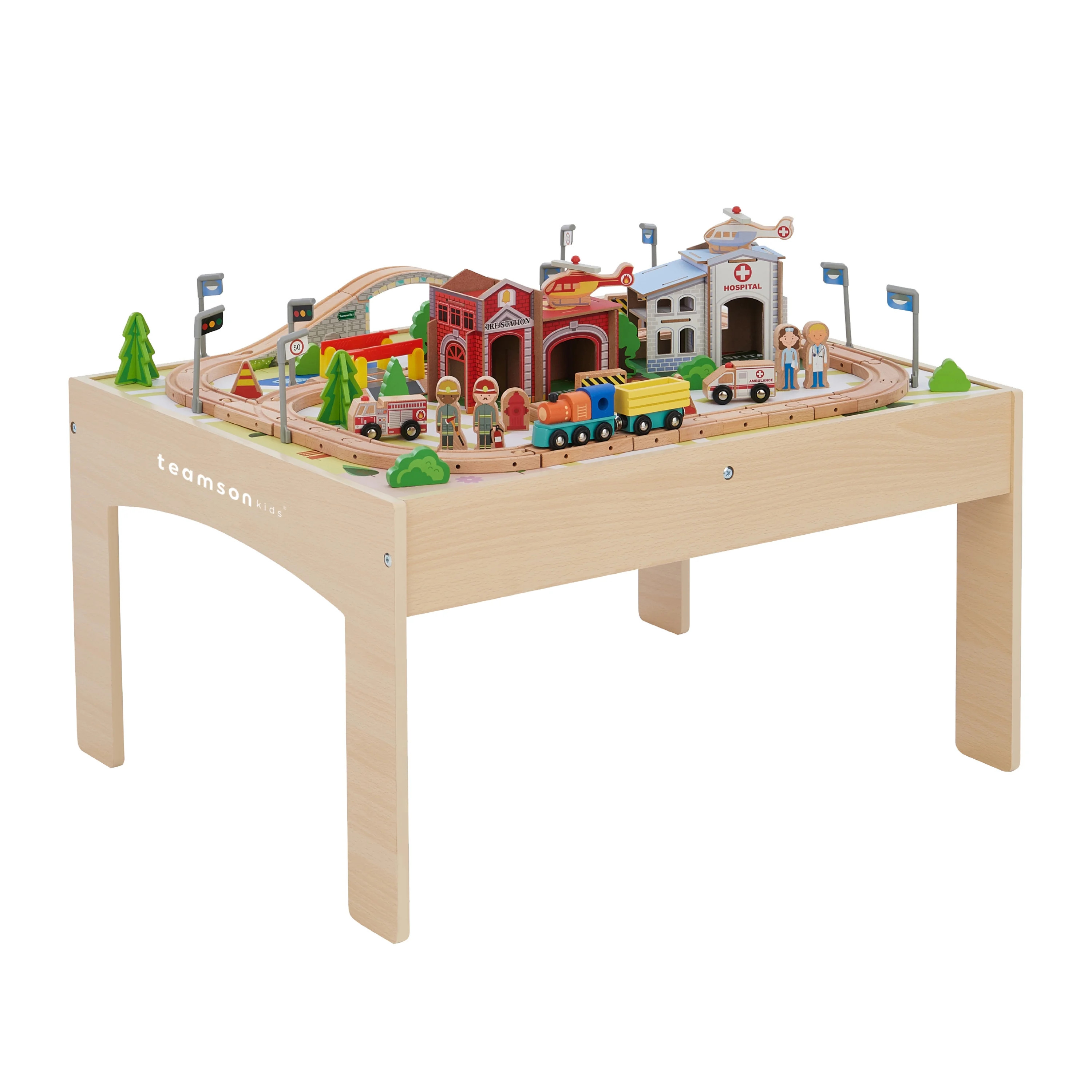 Preschool Play Lab Kids 85-pc. Wooden Train Table Play Set | Walmart (US)