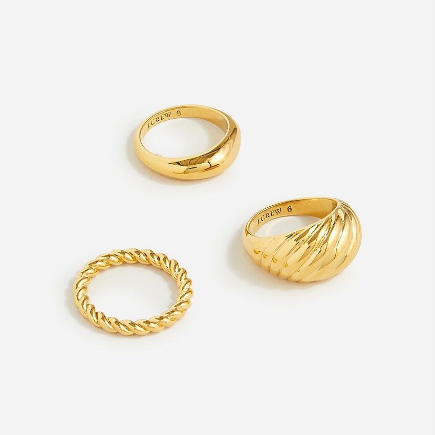 Sculptural gold rings set-of-three | J.Crew US