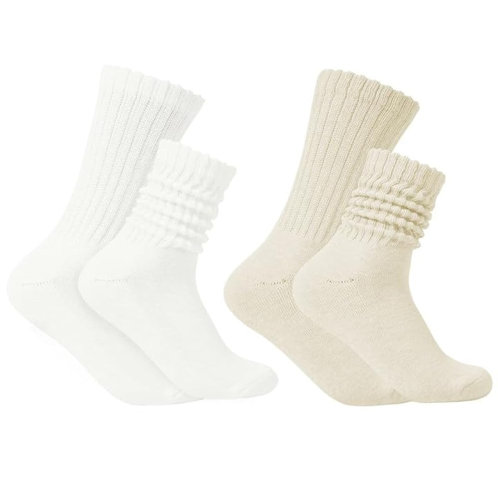 American Trends Crew Socks for Women Casual Scrunch Retro Crew Socks Solid Color Stacked Tube Soc... | Amazon (US)
