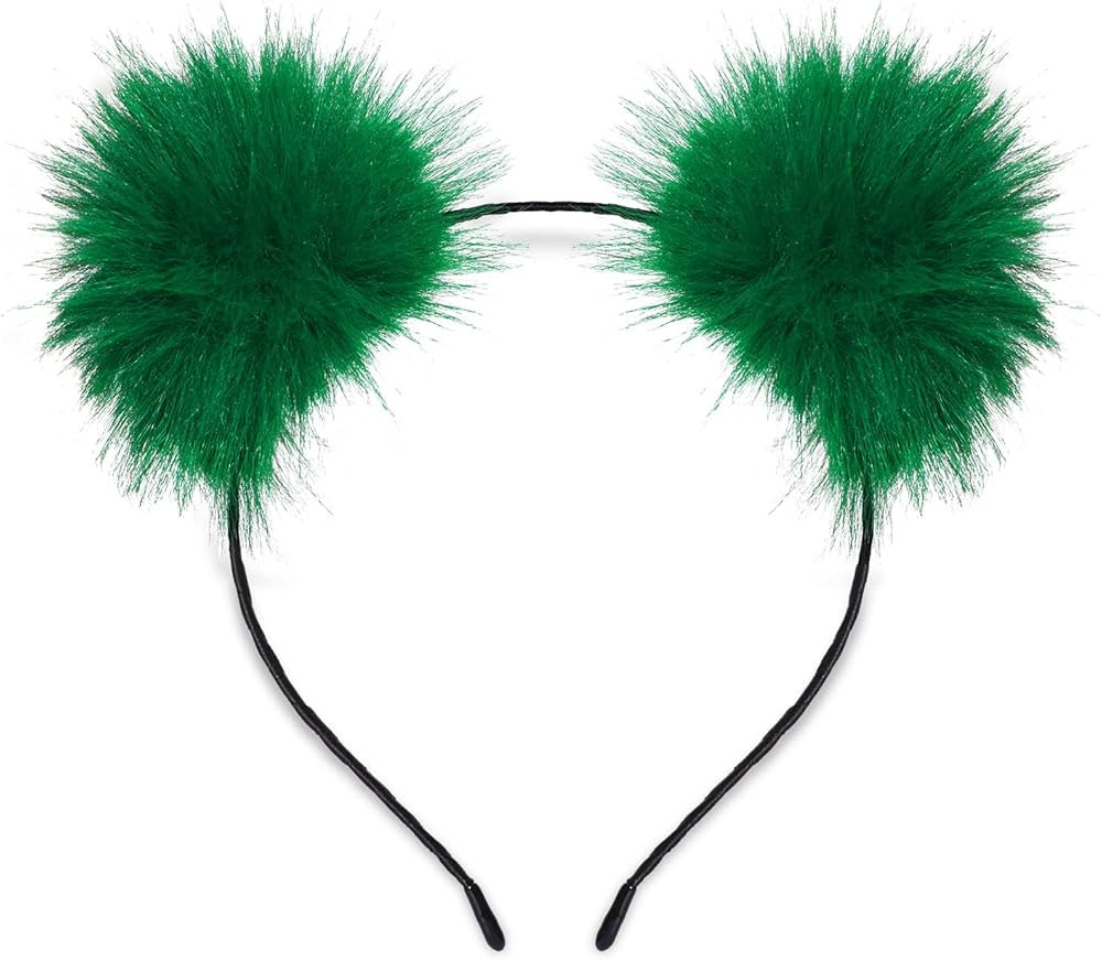 VOGUEKNOCK St Patrick's Day Headband Green Fluffy Ball Hair Loop Costume Pompom Ball Rabbit Ear H... | Amazon (US)