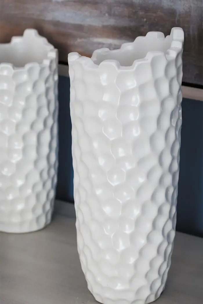 COSMO BY COSMOPOLITAN Eclectic Dimpled Honeycomb Designed White Ceramic Vase | Nordstromrack | Nordstrom Rack