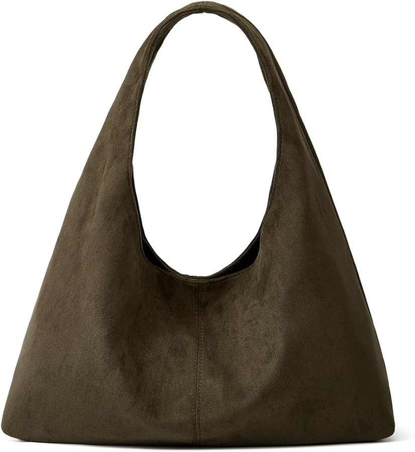 Women's Suede Tote Bag Retro Crescent Shoulder Bag Trendy 2025 Suede Handbag Underarm Purse Work ... | Amazon (US)