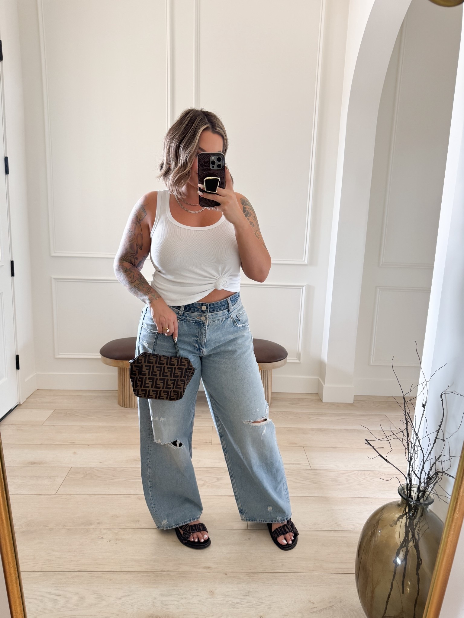 Tank M 
Pants 12 
Use code shayna15 on Miranda Frye to save $ on necklaces 