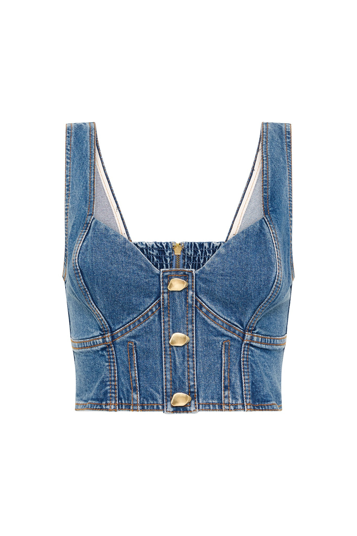 Elena Denim Cropped Bustier | aje. (US, UK, Europe, ROW)