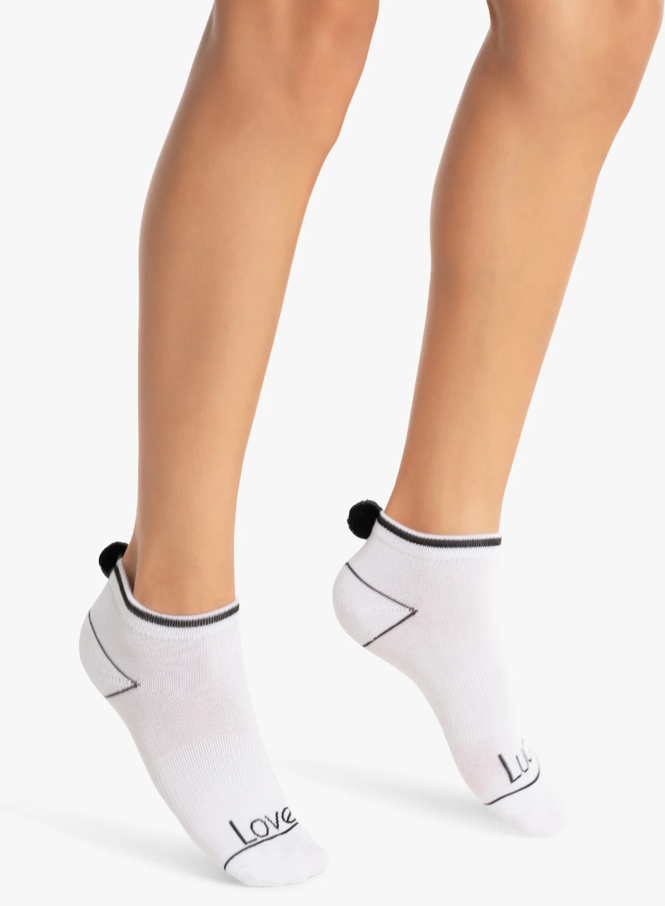 Lucky Pom Low Cut Socks KIDS 9-3 / WHITE | Lucky in Love