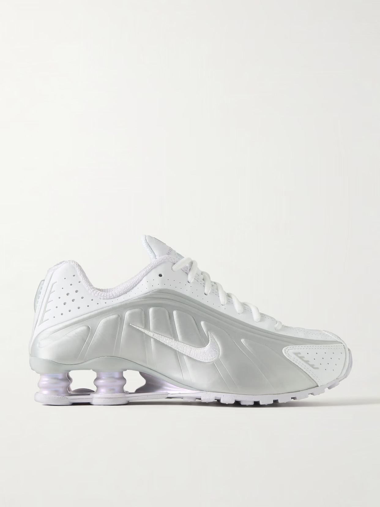 Nike - Shox R4 Metallic Leather And Mesh Sneakers - White | NET-A-PORTER (US)
