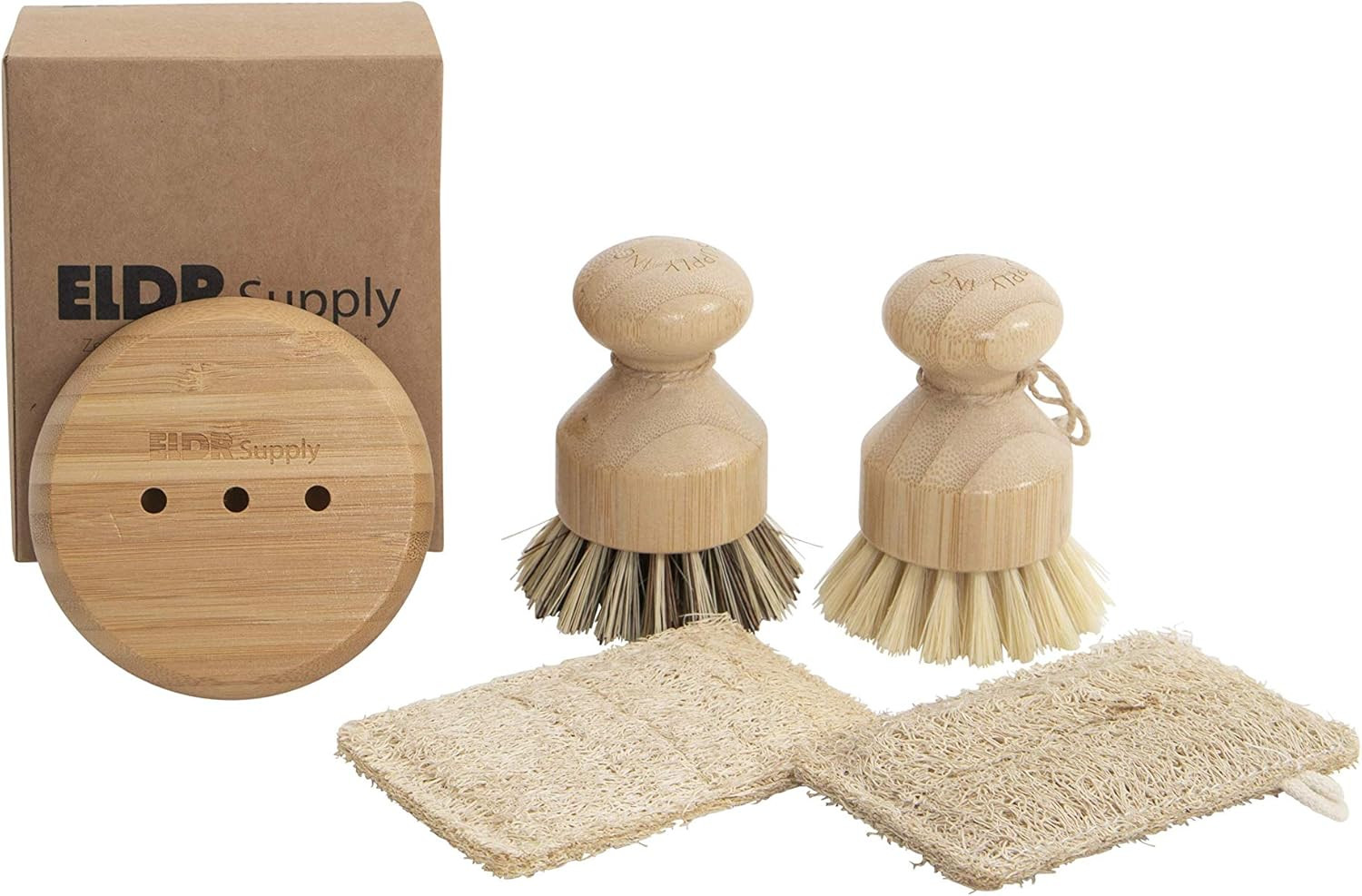 Zero Waste Dish Cleaning Starter Kit, Two Biodegradable Pot and Dish Brushes, Two Natural Loofah ... | Amazon (US)