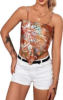 MakeMeChic Women's Tribal Print Tie Back Bandana Cami Crop Top | Amazon (US)