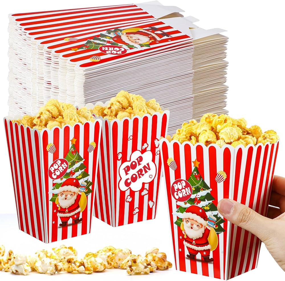 24 Pcs Christmas Popcorn Boxes Popcorn Paper Boxes Buckets Candy Popcorn Containers Popcorn Acces... | Amazon (US)