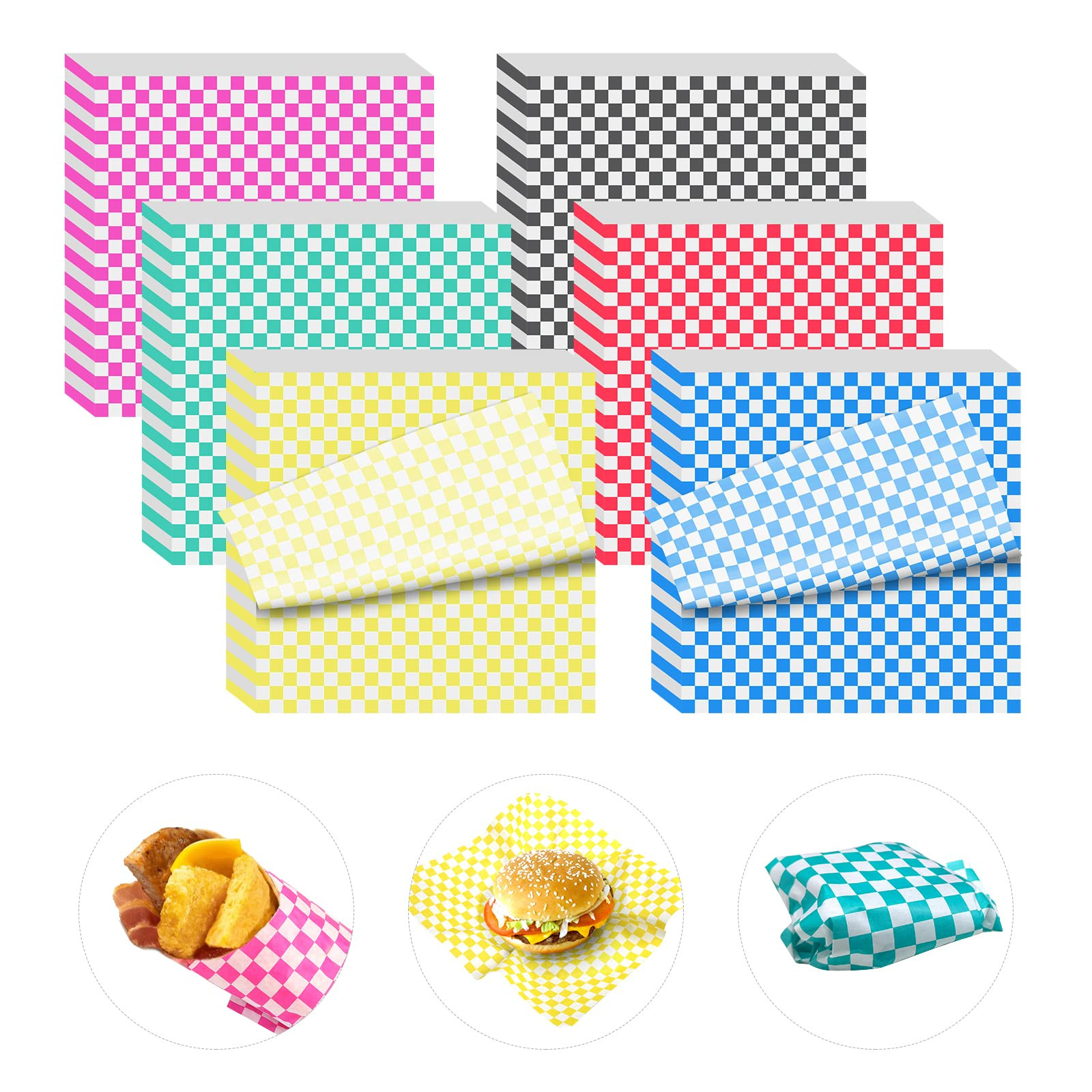 120 Sheets Variety Pack Checkered Dry Waxed Deli Paper Sheets 12x12 inch Paper Sandwich Paper Lin... | Amazon (US)