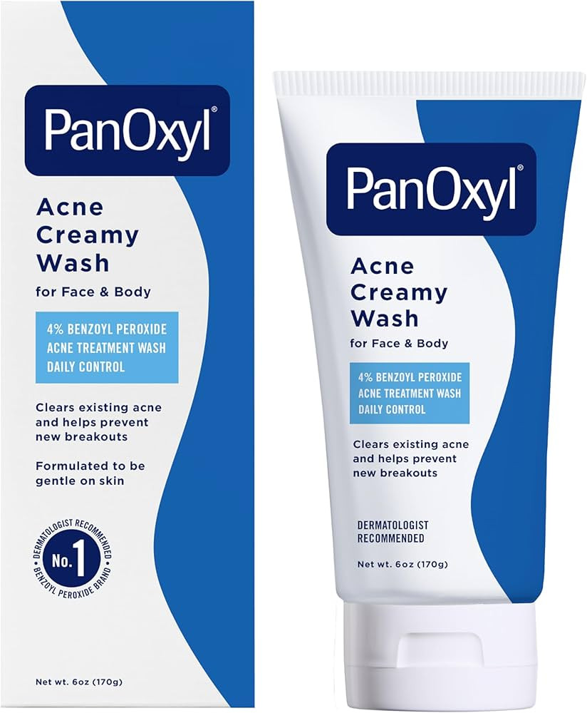 PanOxyl Antimicrobial Hydrating Acne Creamy Wash, 4% Benzoyl Peroxide, 6 Ounce | Amazon (US)