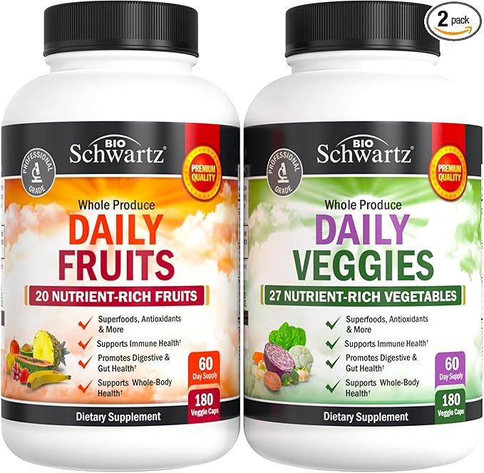 Daily Fruits and Veggies Supplement for Women and Men - 47 Whole Food Fruits and Vegetables - Div... | Amazon (US)