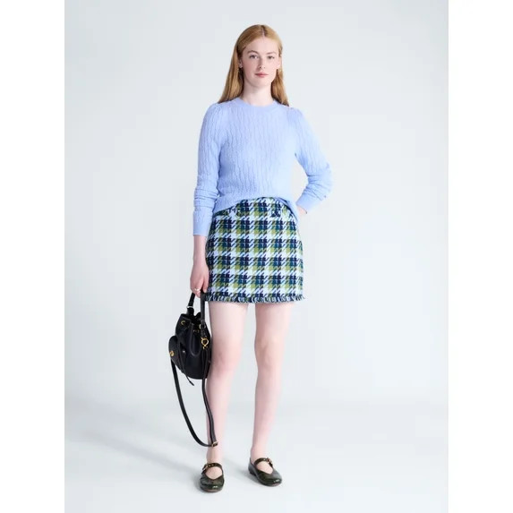 Free Assembly Women’s Tweed Mini Skirt with Fringe Hem, Sizes 0-20 | Walmart (US)