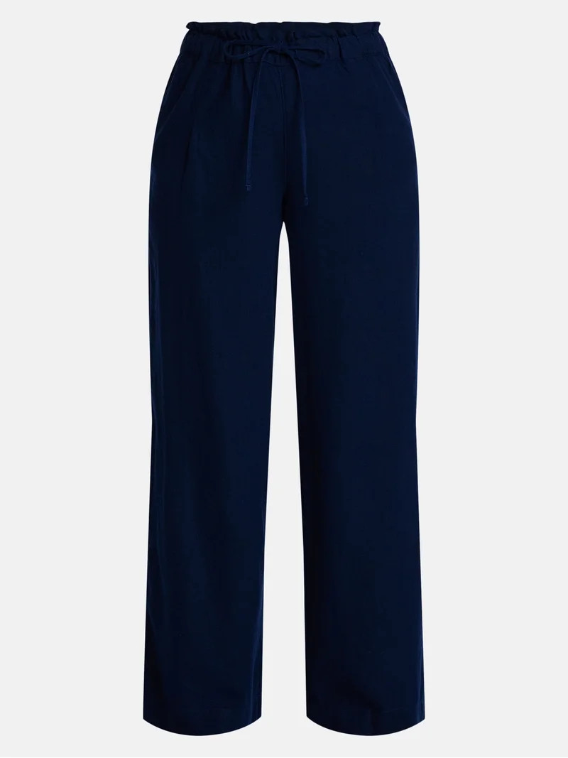 Time and Tru Women's Wide Leg Linen Blend Pants, Sizes XS-4X | Walmart (US)
