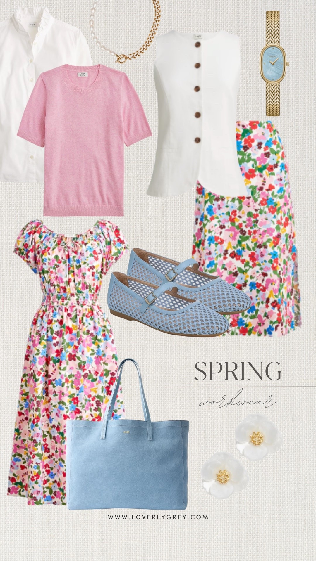 Spring workwear pieces that I am currently loving! I think the colorful floral pieces tha J.Crew recently released are perfect for spring workwear outfits! The blue bag and Mary Jane flats are also a must-have!

#LTKgrwm #LTKWorkwear #LTKSeasonal