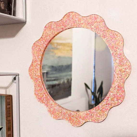 Neon Confetti Wavy Frame Acrylic Mirror | Etsy (US)