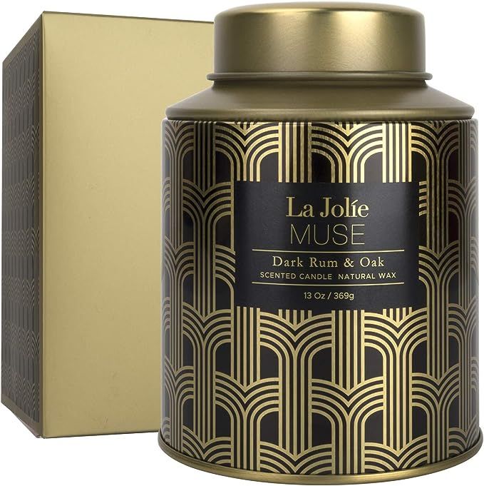 LA JOLIE MUSE Dark Rum & Oak Scented Candle, Natural Wax Candle for Home, 100 Hours Long Burning ... | Amazon (US)