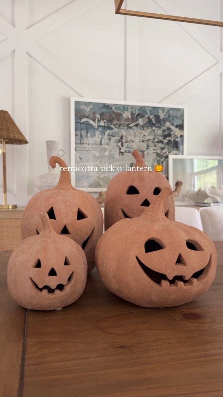 finally scored all 4 sizes of the @potterybarn terracotta jack-o-lanterns 🎃 | come in a black finish as well, they are stunning w/ the fire candles from Amazon! (still in stock!) 

share w/ a Halloween lovin’ friend 🫶🏼🧡
#potterybarn #halloweendecor #halloween #falldecor #jackolantern #pumpkinspice #neutralhalloween #halloweenparty #amazonfinds 

#LTKSeasonal #LTKHome #LTKFindsUnder100