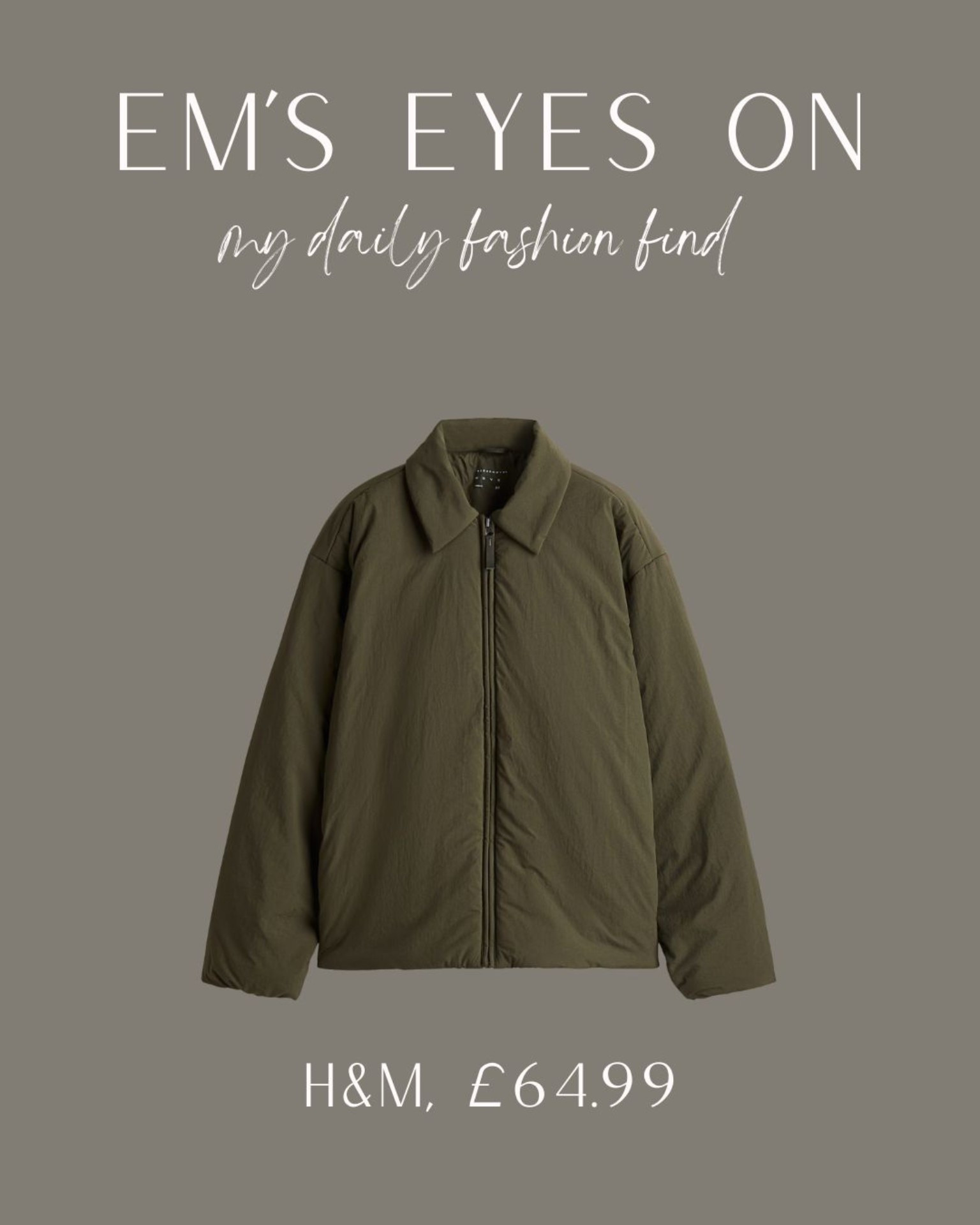Em’s eyes on, today’s daily fashion find 
Insulated jacket from H&M, water repellent and windproof 

#LTKuk #LTKeurope #LTKautumn